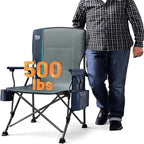 TIMBER RIDGE Oversized Folding Camping Chair High Back Heavy Duty for Adults Support up to 500lbs with Cup Holder, Side Pocket Cooler Bag