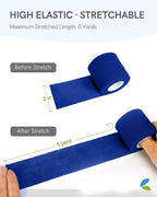FriCARE Self Adhesive Bandage Wrap, Medical Tape in First Aid Kit, Cohesive Bandages for Wounds Sport Vet, 2 Inches X 5 Yards 6 Rolls, Royal Blue