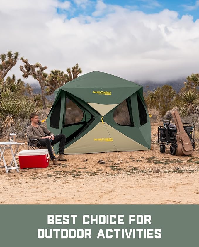 FanttikOutdoor Alpha C4 Ultra Camping Tent 4 Person Pop Up Instant Cabin Setup in 60 Seconds Portable Hub Tent with Rainfly & Windproof for Outdoor Camping & Overlanding