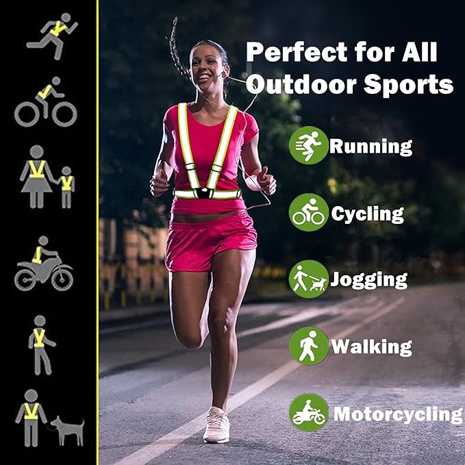 Reflective Running Vest 2-10 Pack, High Visibility Reflective Gear Night Cycling Safety Vest Strap for Men Women Kids