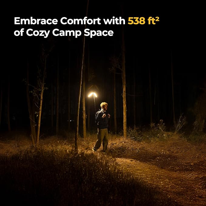 BougeRV Upgraded Telescopic Camping Light, 15600mAh RotatableElectric Lantern, Collapsible Outdoor Light, Cordless Flashlight, Waterproof, Tent Lamp for Camping, Emergency, Hiking, Outdoor