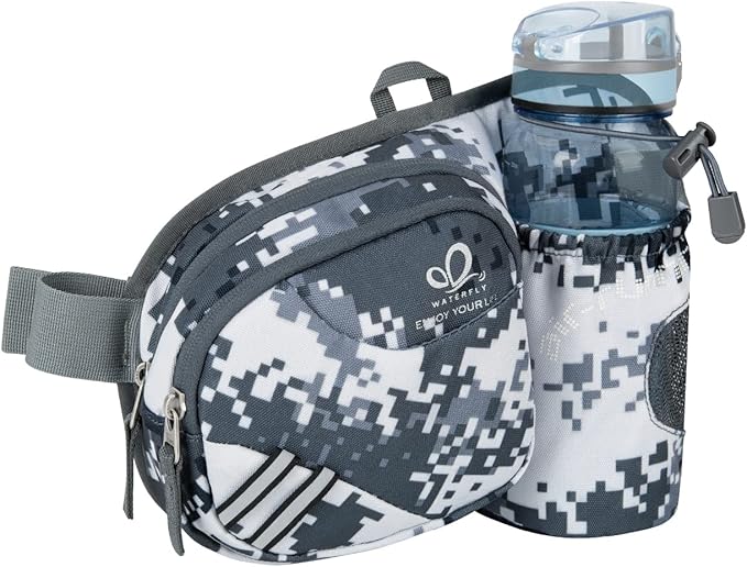WATERFLY Fanny Pack Waist Bag: Waist Pack for Women Men with Water Bottle Holder Hiking Fanny Pack for Running Walking DogWalking Travel Cycling