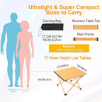 Tesouro Portable Camping Table,Folding Side Table Aluminum Top for Outdoor Cooking, Hiking, Travel, Picnic (Apricot-Large)