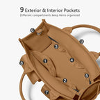 TOPDesign Heavy-Duty Canvas Tote Bag for Women, Adjustable Crossbody/Shoulder Handbag with 9 Pockets, Everything Tote