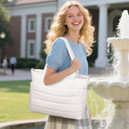 Tote Bag for Women Puffer Work Tote Handbag Large Quilted Nurse Bag with Zipper for Travel