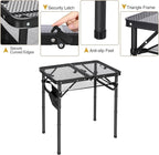 REDCAMP Small Folding Grill Table for Outside, 3 Heights Adjustable Lightweight Portable Metal Aluminum Outdoor Grill Table for Camping Picnic Cooking BBQ, Black 24x16 inches