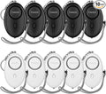Personal Alarm for Women, 10 Packs 140DB Emergency Self-Defense Security Alarm Keychain with LED Light for Women Kids and Elders (Black & White)