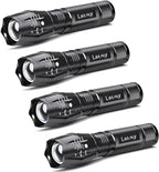 LETMY LED Tactical Flashlight S2000 [4 Pack] - High Lumens, Zoomable, 5 Modes, Waterproof Handheld LED Flashlight - Best Camping, Outdoor, Emergency, Everyday Flashlights