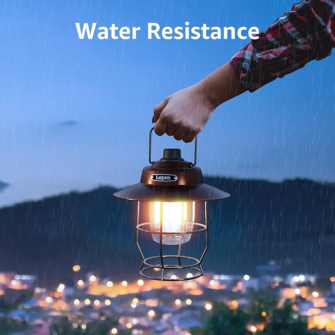 Lepro Vintage LED Camping Lantern Rechargeable, Power Bank, Christmas Decorations, Retro Style, Classic Railroad Lantern with Dimmable Control, Portable Hanging Tent Light for Camping, Power Outages