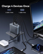 USB C Charger Block 140W, 4-Port GaN PD3.1 PPS Fast Laptop Charger Foldable Compact Power Adapter for MacBook Pro, iPhone 17/16/15 Series, iPad Air, Galaxy S25/S24 Ultra, Steam Deck, Google Pixelbook