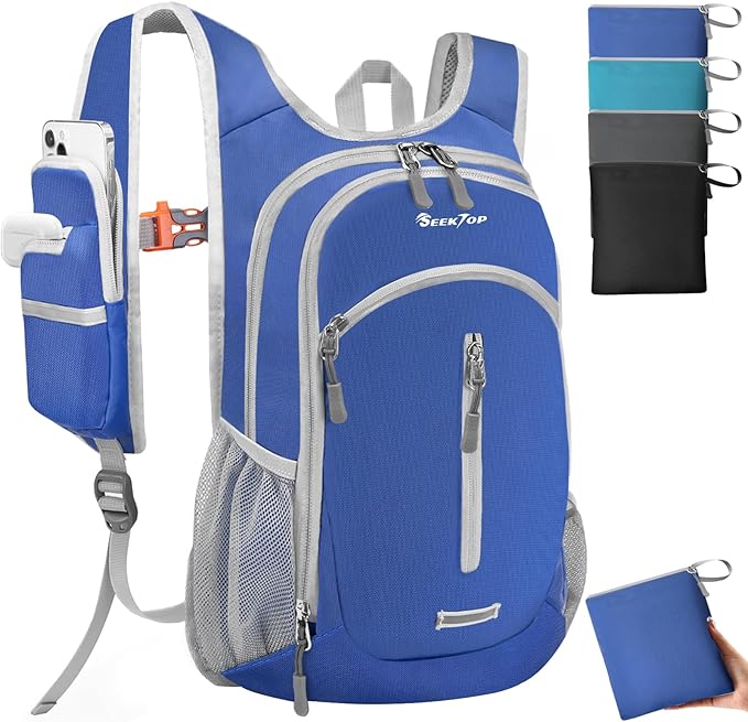 Seektop Small Hiking Backpack 12L to 15L Expandable Travel Packable Waterproof Daypack Lightweight Hiking Bag for Women Men