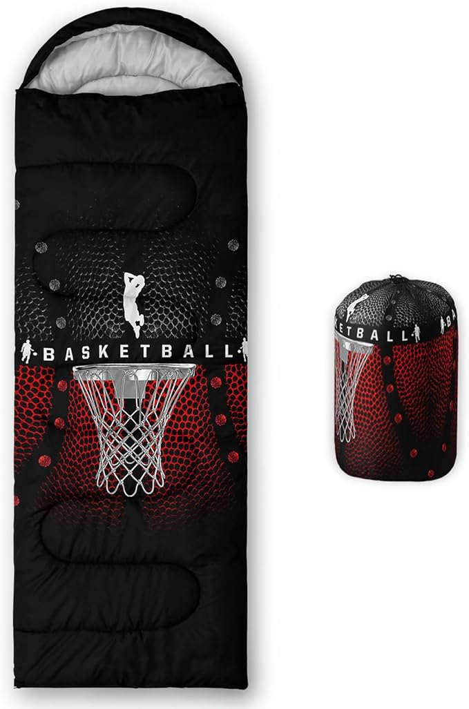 Axolotl Gamepad Sleeping Bag,3 Season Warm and Cool Weather Game Console Sleeping Bag for Boys Teens,Waterproof Lightweight Geometry Hexagonal Sleeping Bag for Traveling,Outdoors Camping,Blue,Black