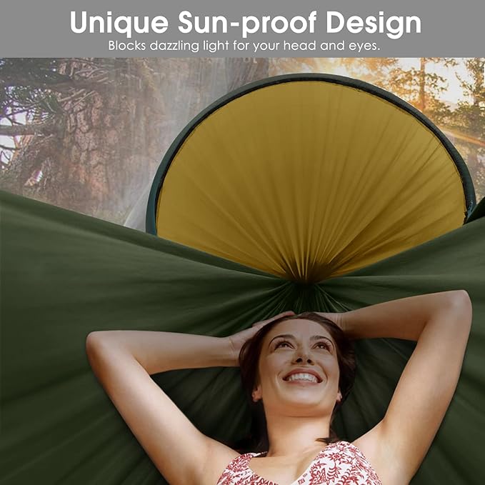 G4Free Large Camping Hammock with Mosquito Net 2 Person Pop-up Parachute Lightweight Hanging Hammocks Tree Straps Swing Bed for Outdoor Backpacking Backyard Hiking