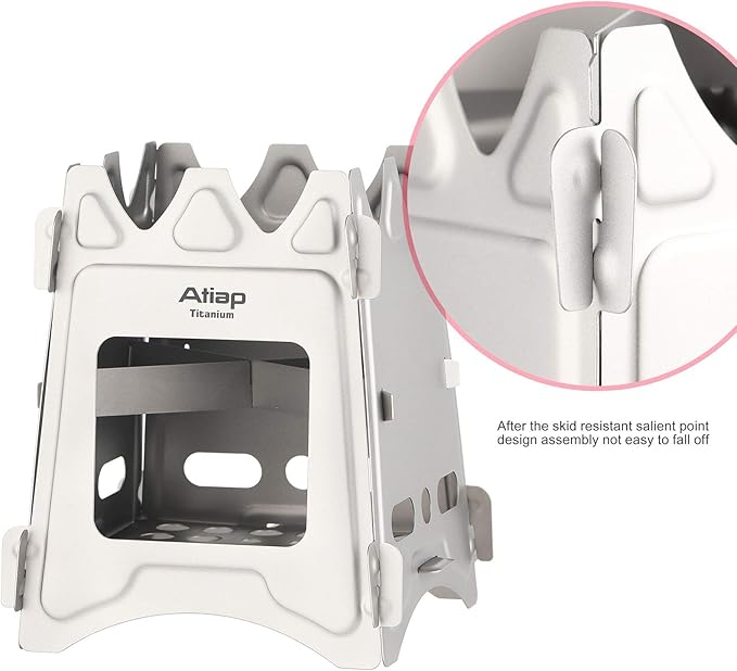 Ultralight Titanium Wood Burning Stove Outdoor Camping Multi-Fuels Alcohol Stove BBQ Stove WS009ST-Ti (Multifunctional Wood Burning Stove)