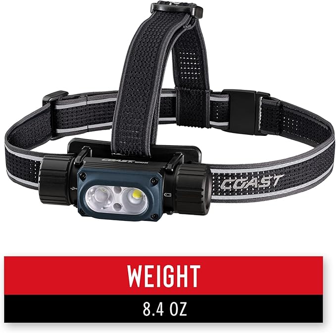 Coast WPH34R 2000 Lumen Waterproof Ultra Bright IP68 USB Rechargeable-Dual Power Headlamp, 6 Modes with Spot and Flood Beams, Blue/Black