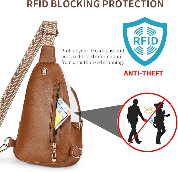 Crossbody Bags for Women Anti Theft Vegan Leather Sling Bag RFID Blocking Chest Bag for Travel