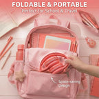 ADOOPE Wired Kids Headphones with USB C Plug, 85dB Safe Volume, Adjustable Headband, Tangle-Free Cord Headphones for School, Tablet, Travel (Coral Red & Soft Peach, with Microphone)