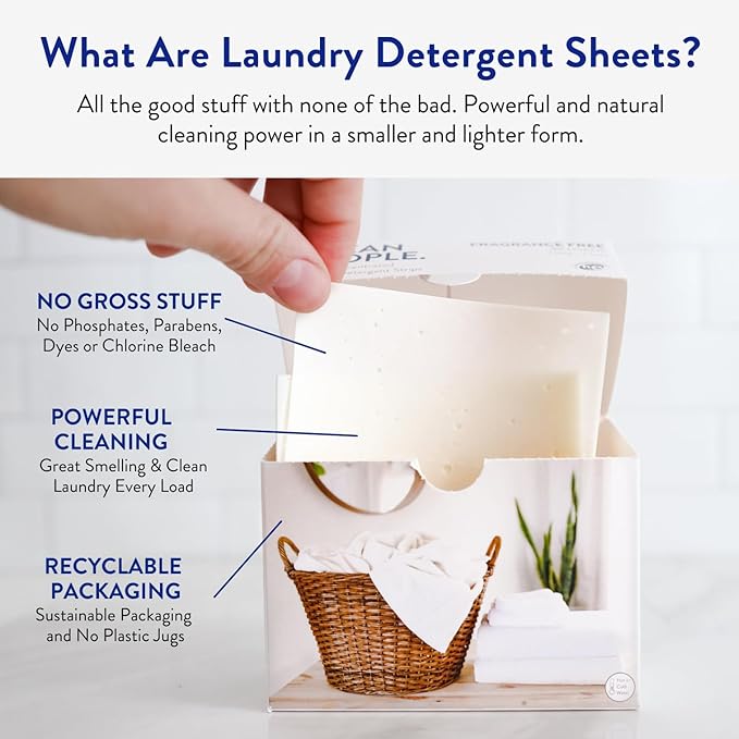 The Clean People Laundry Detergent Sheets - Laundry Soap - Ultra Concentrated, Recyclable Packaging, Stain Fighting - Sweet Petals & Vanilla, 192 Pack