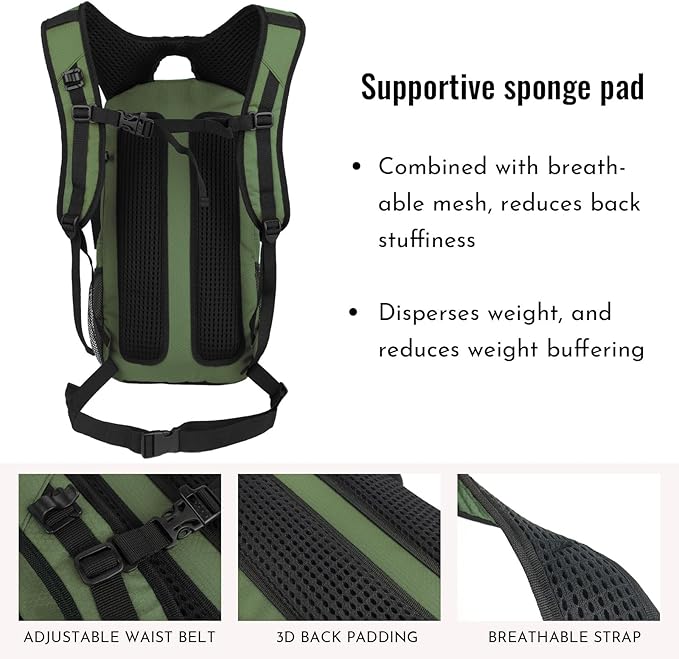 Zavothy 18L Multipurpose Hiking Backpack with 3L Water Bladder – Durable Hydration Backpack with Insulated Bladder Compartment, Hidden Helmet Holder & Rain Cover – for Hiking, Commuting, and Camping