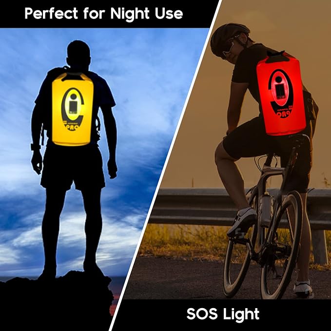 Dry Bag Waterproof with Solar Bluetooth Speaker & Light - 10L/20L Roll Top Dry Sack Keeps Gear Dry for Men Women Kayaking, Beach, Rafting, Boating, Hiking, Camping and Fishing