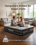 OhGeni King Air Mattress Family Choice Award with Built-in Pump,18'' Comfortable Blow Up Colchones Inflables Mattress for Home,Guests, Portable Air Bed for Adults, Airbed Supports Up to 650 lbs,Black
