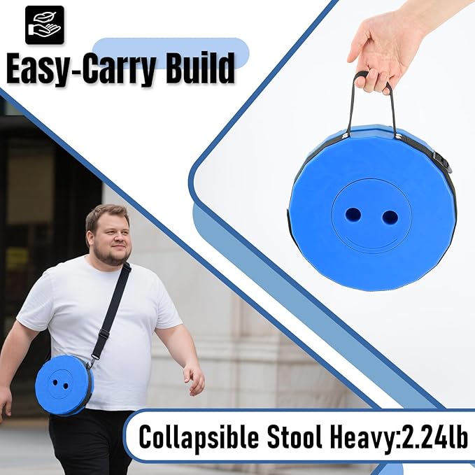 Upgraded Foldable Stool Thickened Set of 2, Portable Collapsible Stool Retractable Stool, Foldable Portable Collapsible Chair for Fishing, Hiking Tours, BBQ, Parties, Outdoor Activities (Blue)