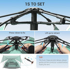 Elegear Beach Tent with Canopy, 1-Second Setup Pop Up Sun Shelter Shade, UPF 50+ UV Protection Silver-Coated Lightweight Portable Beach Cabana