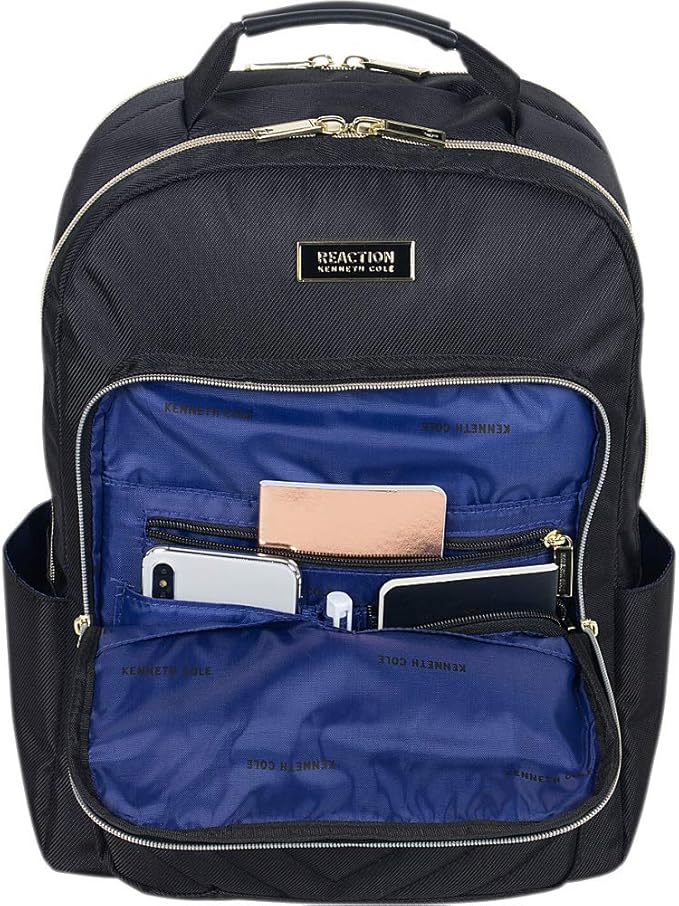 Kenneth Cole REACTION Women's Chelsea Chevron 15" Laptop and Tablet Backpack, Navy