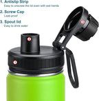 koodee Insulated Water Bottle, 32 oz Stainless Steel Double Wall Vacuum Wide Mouth Sport Bottle with Leakproof Spout Lid (Apple Green)