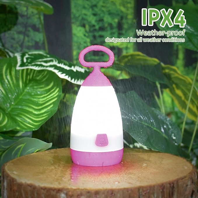 Kids Camping Lantern & Night Light Battery Powered (AAA Included), 360° Eye-Safe Light, IPX4 Waterproof with RGB Modes Portable for Outdoor, Emergency & Bedtime, Gift for Children (Purple)