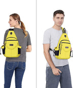 MOSISO Sling Backpack,Canvas Crossbody Hiking Daypack Bag with Anti-theft Pocket, Yellow