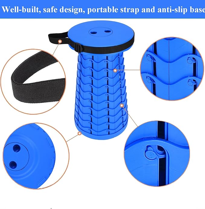 Fishboy Upgraded Collapsible Stool, 400lbs Max Weight, Lightweight But Sturdy, Portable Retractable Folding Telescoping Foldable Camping Stool for Adults Outdoor Fishing Hiking Gardening Travel BBQ