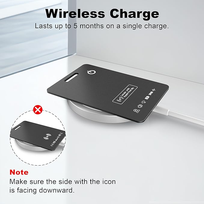 Wallet Tracker Card (iOS Only), Rechargeable Bluetooth Smart Tracking for Apple Find My Compatible Anti Tracker for Men Women Slim Item Locator for Purse Passport Key Luggage Tag (1Pcs/Black A)