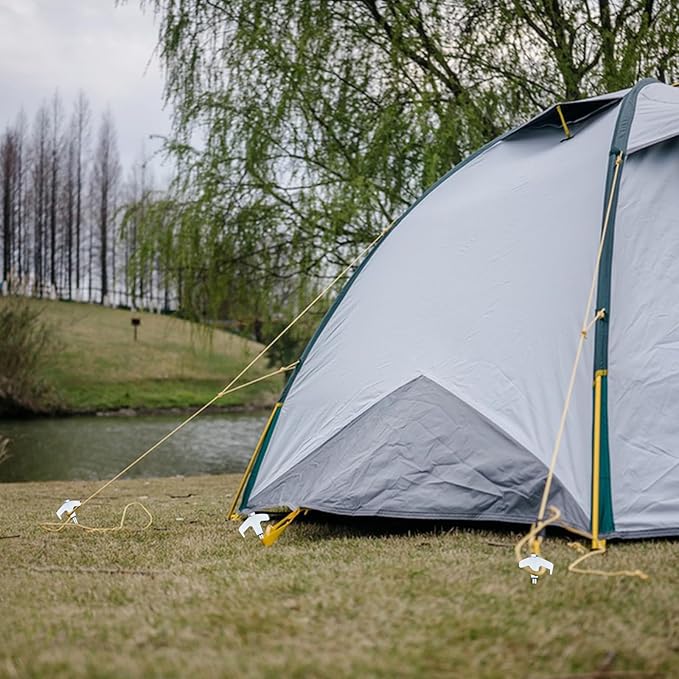 8" Screw in Tent Stakes Heavy Duty, Ground Anchors Screw in, Metal Threaded Tent Spikes, Camping Pegs for Canopies & Gardening Inflatable Decor (12 PCS Luminous)