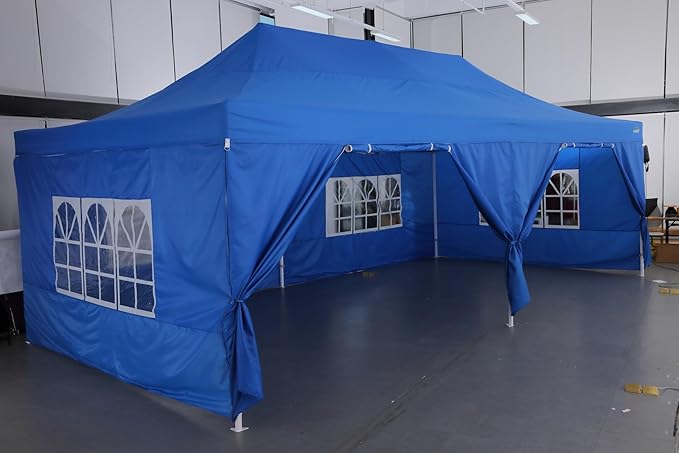 COBIZI 13x26 Pop up Canopy Tent 13x26 Canopy with 6 Sidewalls Waterproof Heavy Duty Commercial Canopy Tent for Parties Outdoor Tent Garden Gazebo Tent, Carry Bag with Wheel(13x26ft, Blue)