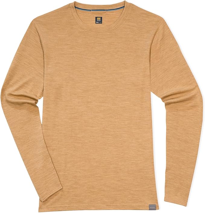 MERIWOOL Mens Base Layer - 100% Merino Wool Midweight Long Sleeve Thermal Shirt