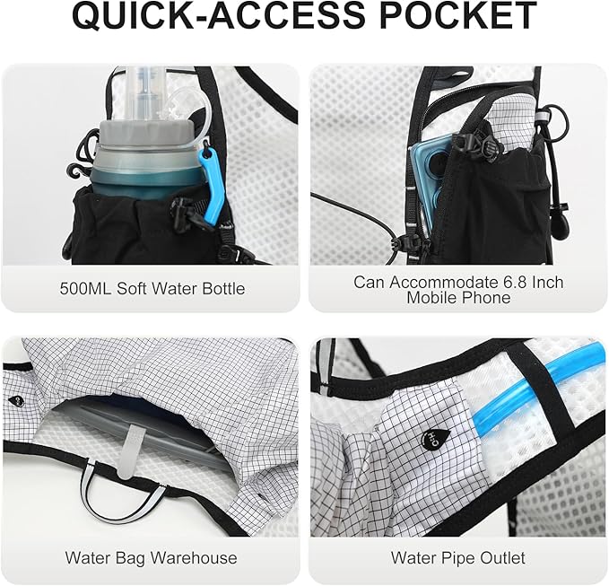 Running Hydration Vest Backpack, Lightweight Water Backpack with 1.6L Water Bladder Daypack for Women Men,Adjustable Running Vest Pack for Trail Running Hiking Cycling Race Marathon