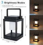 Outdoor Table Lamp, 3-Level Brightness Warm LED Lantern, USB & Solar Powered Solar lantern Waterproof, Touch Control Outdoor Lamps, Portable Cordless Lights for Patio, Balcony, Camping, Bedroom