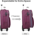 Hanke Softside Expandable 20 Inch Carry On Luggage with Wheels Airline Approved, TSA Luggage Lightweight Rolling Suitcases for Travel Carry On Bag(Purple)