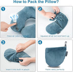 2Pack Inflatable Travel Neck Pillow for Airplane Sleeping, Adjustable Blow Up Neck Support Air Pillow Traveling on Plane Long Flights Washable