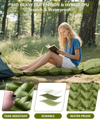 YOUXIU Camping Sleeping Pad, Extra Thickness 3'' Ultralight Inflatable Sleeping Mat with Built-in Foot Pump, Durable Compact Waterproof Camping Air Mattress for Tent,Backpacking,Hiking,Tent (Green)