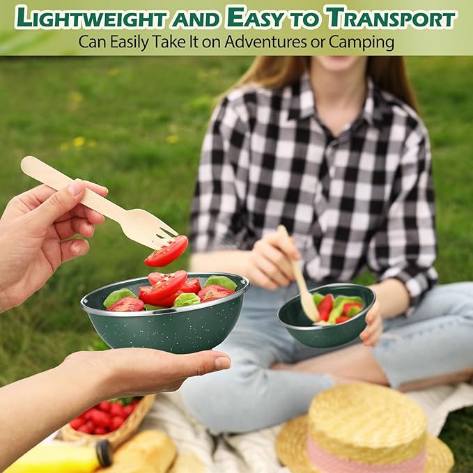 Sawysine 8 Pcs 6 Inch Enamel Bowl for Camping and Backpacking Enamelware Mixing Bowls Camping Cookware for Outdoor Cooking, Picnic, Snacks, Home, Farmhouse