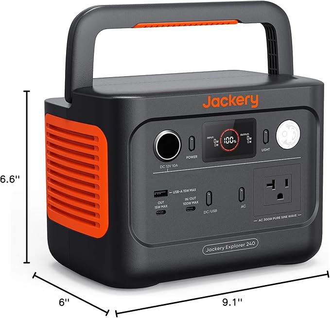 Jackery Explorer 240 v2 Portable Power Station, 256Wh LiFePO4 Battery with 300W AC/100W USB-C Output, 1Hr Fast Charging, Versatile Scenarios-Outdoor/Camping/RV/Travel/Emergency Backup