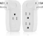 3 Way Outlet Vertical Wall Tap Splitter Adapter with 3 Prong Plug for Behind Furniture, Hard Plastic,UL Listed,1PK.