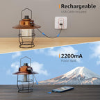 Lepro Vintage LED Camping Lantern Rechargeable, Power Bank, Christmas Decorations, Retro Style, Classic Railroad Lantern with Dimmable Control, Portable Hanging Tent Light for Camping, Power Outages