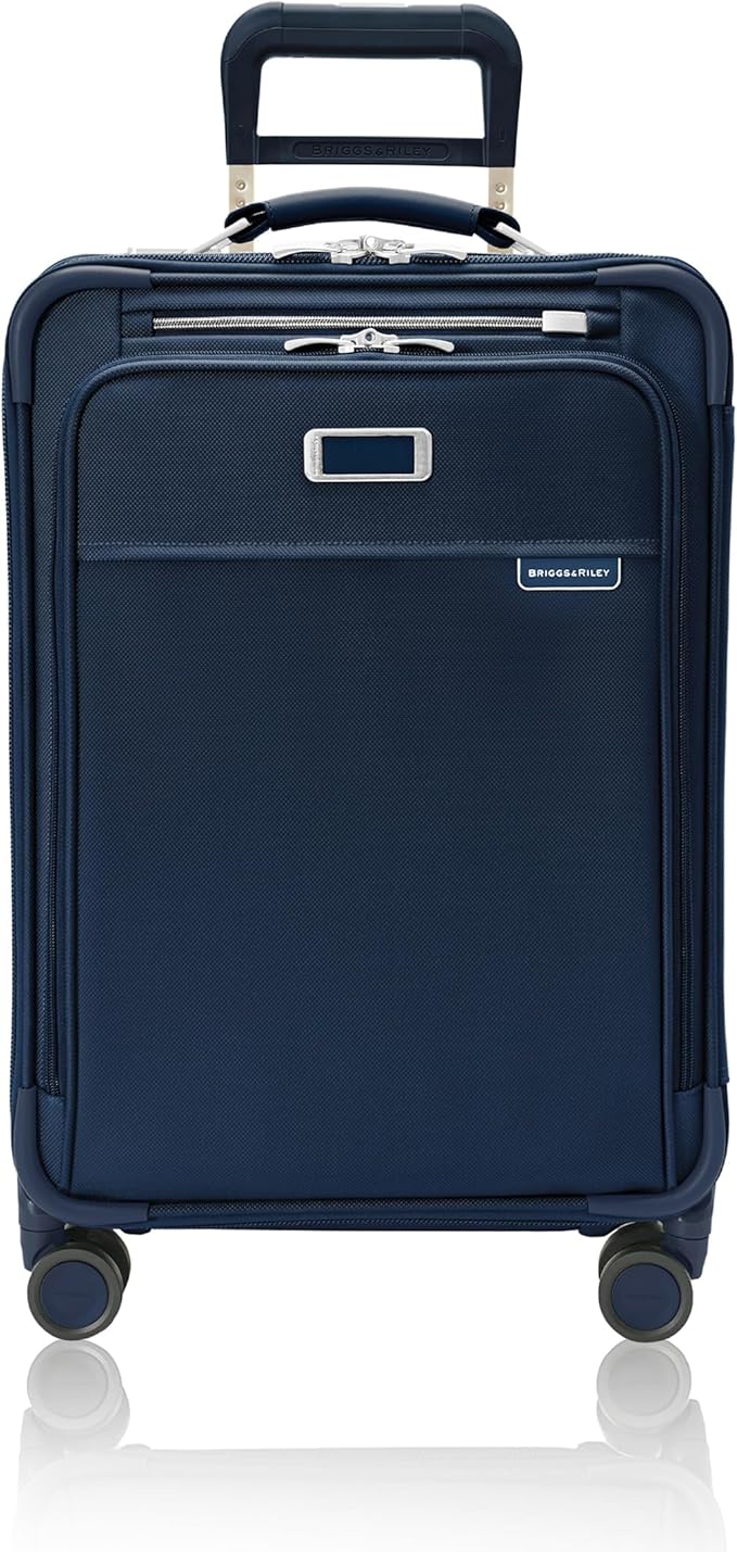 Briggs & Riley Essential 22" Carry On Expandable Spinner - Luggage for Travel, Suitcases with Wheels, Softside Rolling Bag for Men & Women, Self-Repairing Zipper - Baseline Collection, Navy