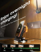 Foldable Charging Station for Samsung,5 in 1 Magnetic Wireless Charger 10000mAh Detachable Portable Power Bank Nightstand Compatible for Galaxy S25 Edge/Z Fold/Flip 7/S25/S24/S23,Galaxy Watch8,Bud