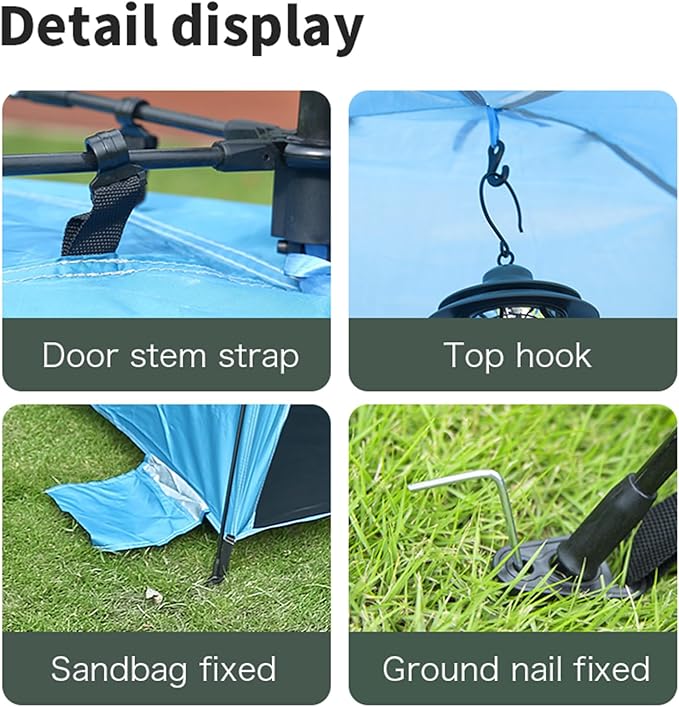 Pop Up Camping Tent, 4-6 Person, Dark Green, Waterproof Dome Tent with Rainfly, 84 x 36 x 48 inches, 10 Minute Setup (Beach Tent)