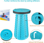 Boreeman Upgraded Folding Stool Lightweight Yet More Sturdy with Load Capacity 400lbs Portable Collapsible Stool for Camping Fishing Hiking BBQ (Light Blue)