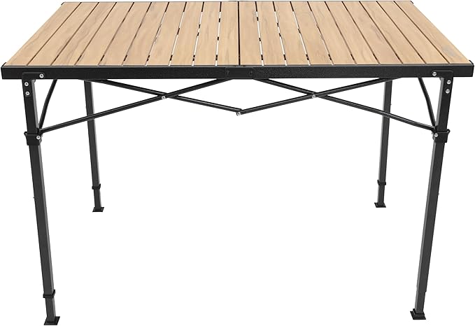 ALPS Mountaineering Overlanding Table, Aluminum Roll-Top with Wood-Look, Adjustable Height